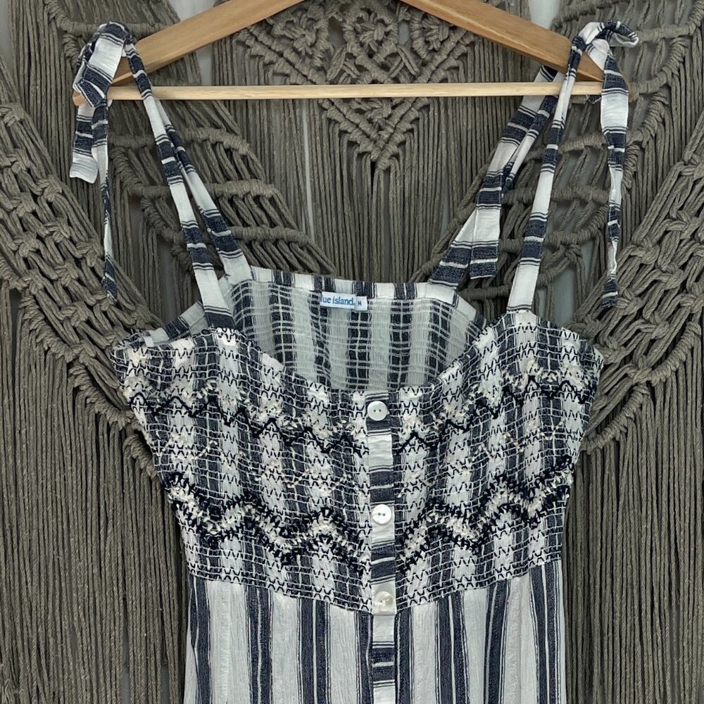 Summer Maxi Dress White & Blue stripes